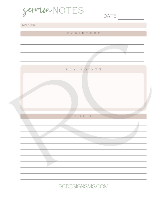 Sermon Notes | Digital Download